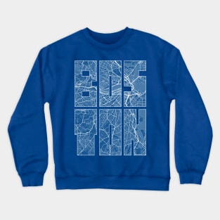 Boston, USA City Map Typography - Blueprint Crewneck Sweatshirt